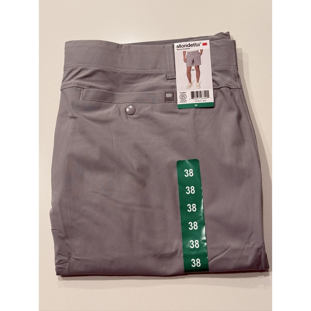 Mondetta Stretch Warp Knit Shorts Unisex 38 Gray Athletic Gym Training 9in
